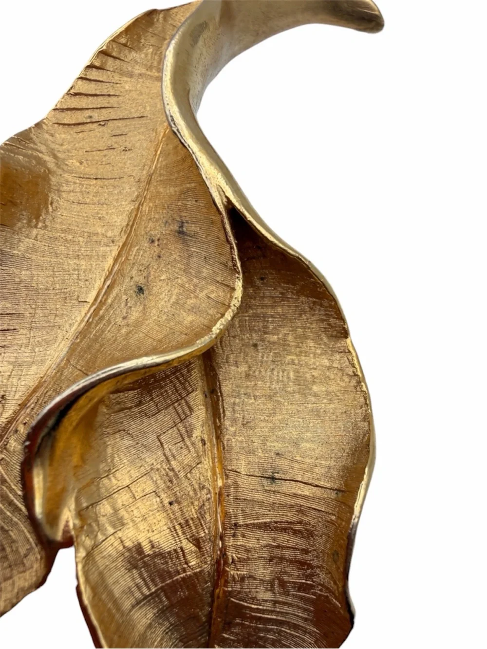 Vintage Capri Signed Gold Tone Sculptural Leaf Brooch Pin 3.5”